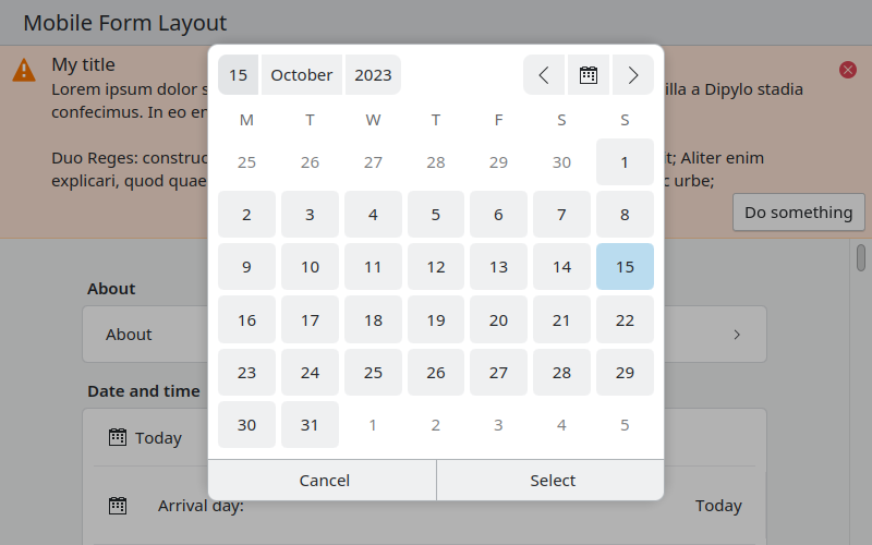 The date picker