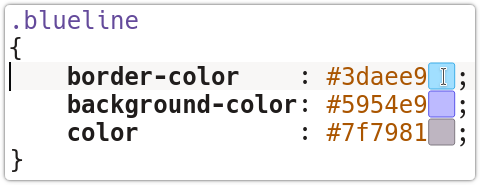 "Inline note showing a CSS color preview"