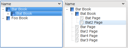 "Selecting an item and its descendant."